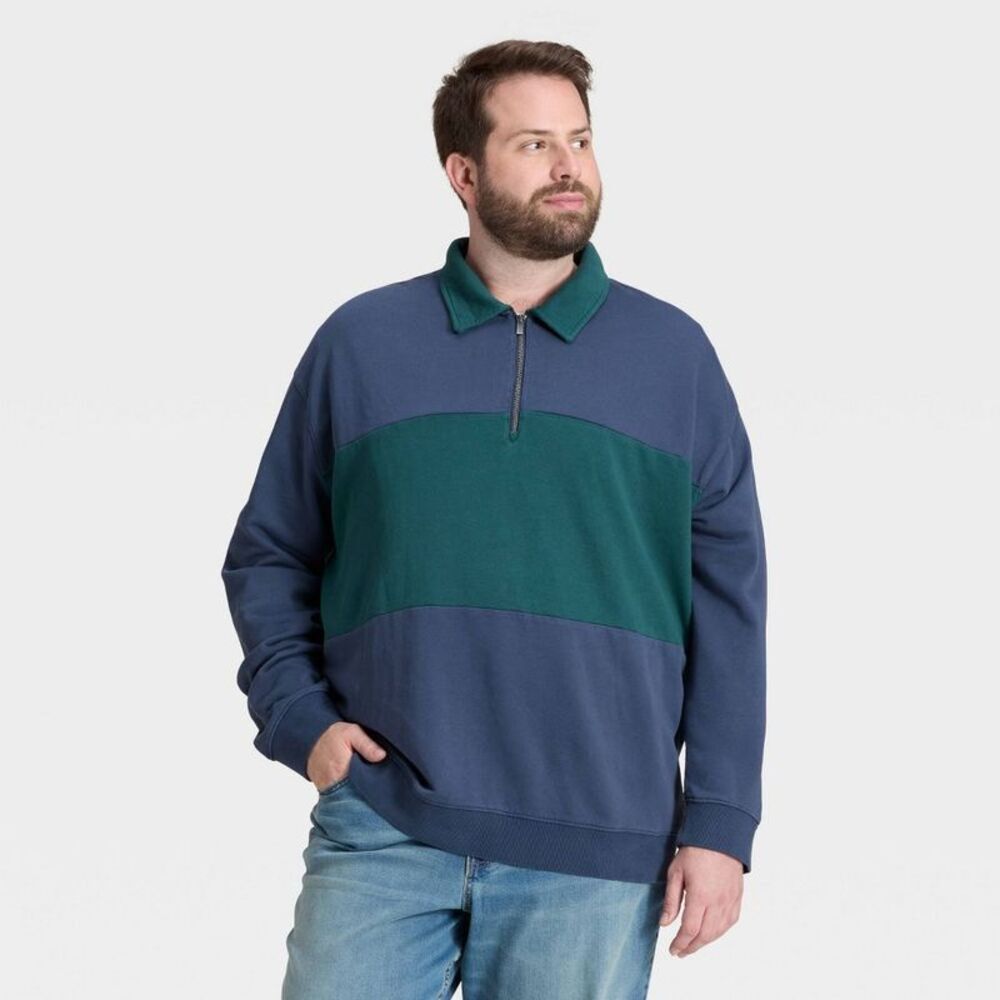 Men's Vintage 1/4 Zip Sweatshirt - Goodfellow & Co Blue XL